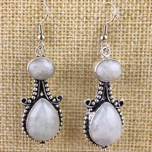 New Moonstone Crystal Hook Dangle Earrings